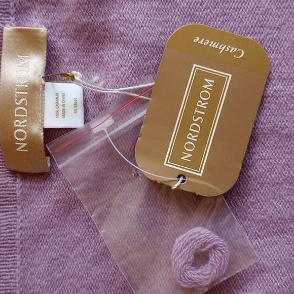 NWT Nordstrom 100% Cashmere Bell-Sleeve Drape Front Cardigan S Purple - Picture 4 of 8